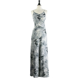 RAGA | Fitted Gray Smoke Print Maxi Slip Dress